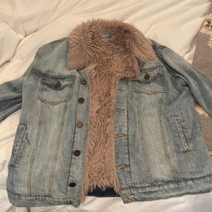 Denim fur lined jacket